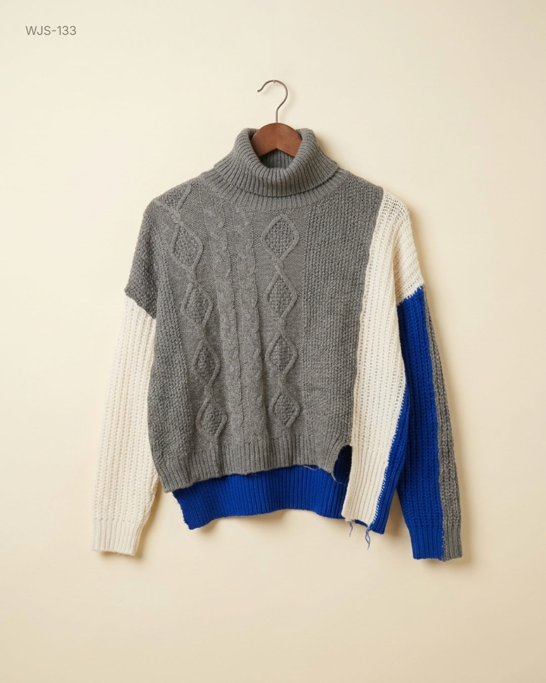 Unknown Blue Colorblock Turtleneck Sweater buy preloved clothing online Pakistan