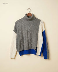 Unknown (WJS-133) Colorblock Turtleneck Sweater