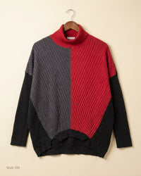SELECT (WJS-135) Color-Block Turtleneck Sweater