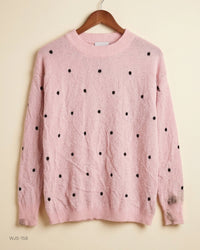 SHEIN (WJS-158) Polka Dot Crew Neck Sweater