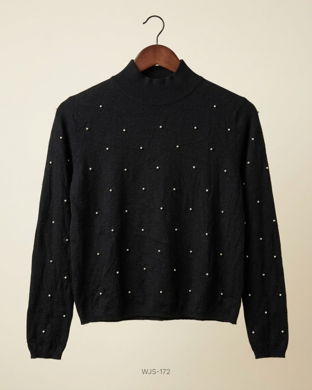 Primark Black Pearl-Embellished Mock Neck Sweater buy preloved clothing online Pakistan