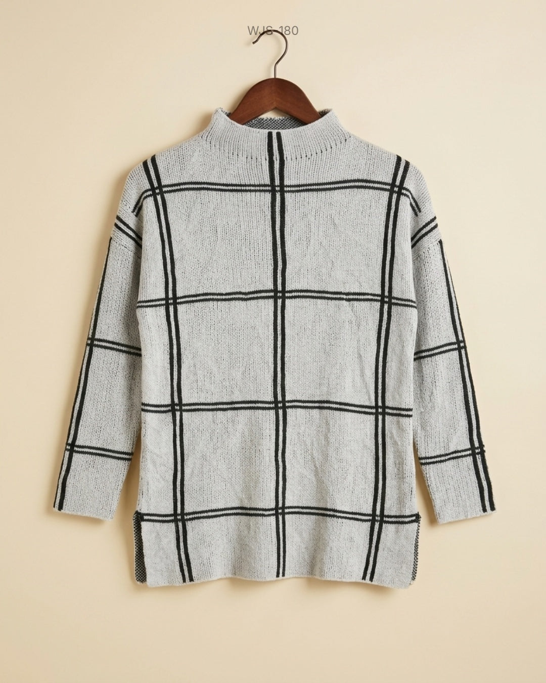 SHEIN (WJS-180) Mock-Neck Windowpane Sweater