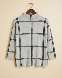 SHEIN (WJS-180) Mock-Neck Windowpane Sweater