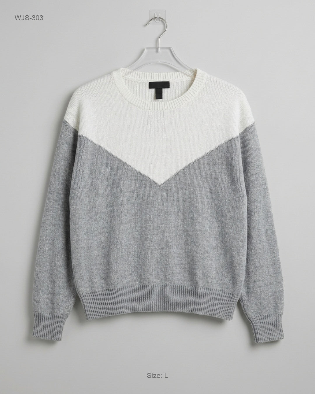 CUT LABEL Gray Chevron Color-Block Sweater buy preloved clothing online Pakistan