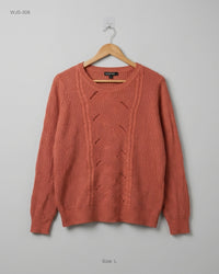 CUT LABEL (WJS-308) Cable-Knit Crewneck Sweater