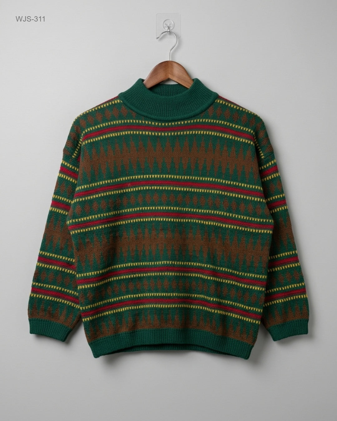 ALAIN Green Mock Neck Knit Sweater buy preloved clothing online Pakistan