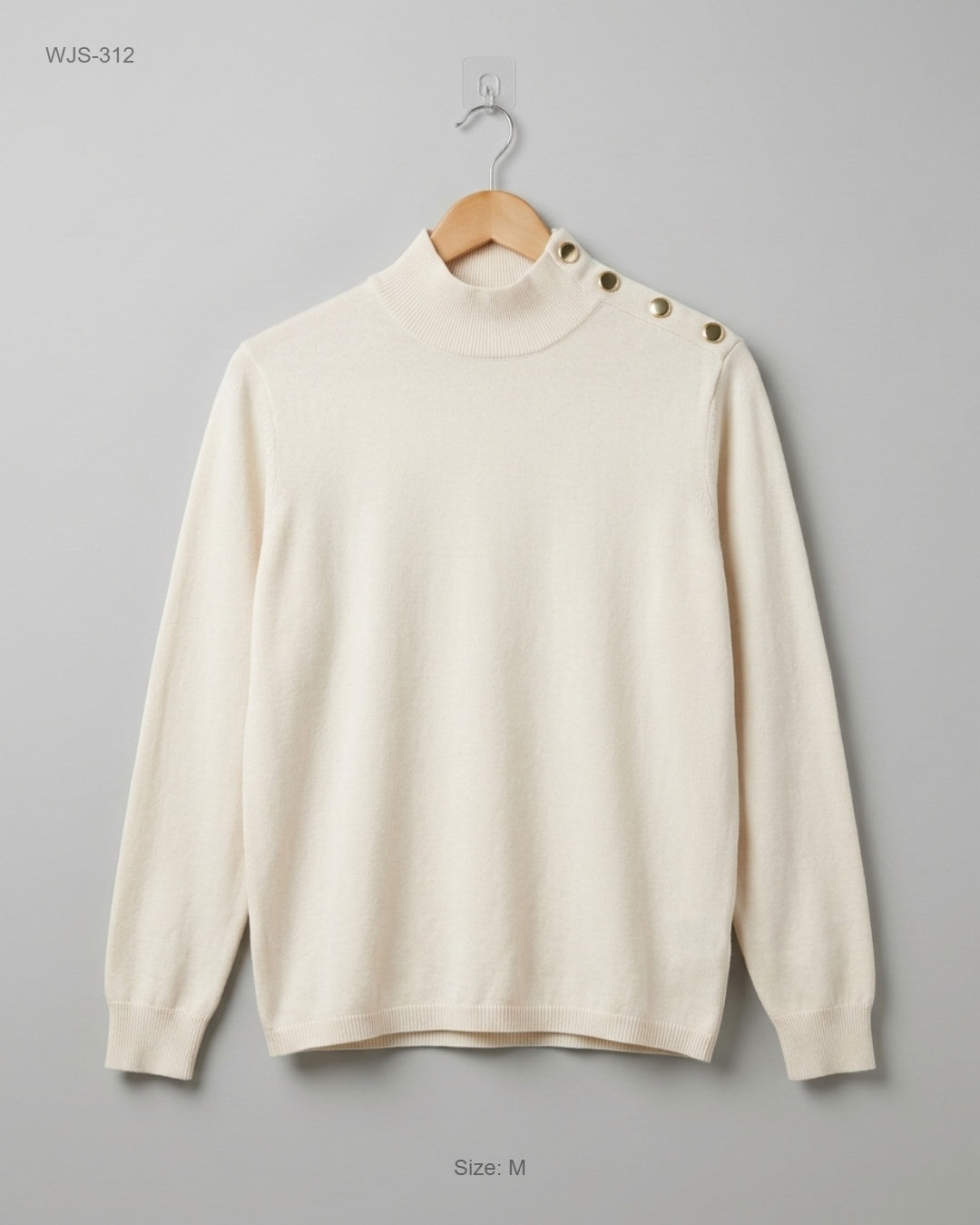 KIABI (WJS-312) Button-Shoulder Mock Neck Sweater