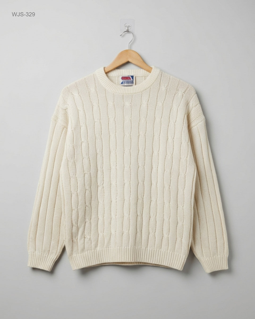 DIFITY (WJS-329) Cable-Knit Crewneck Sweater