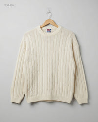 DIFITY (WJS-329) Cable-Knit Crewneck Sweater