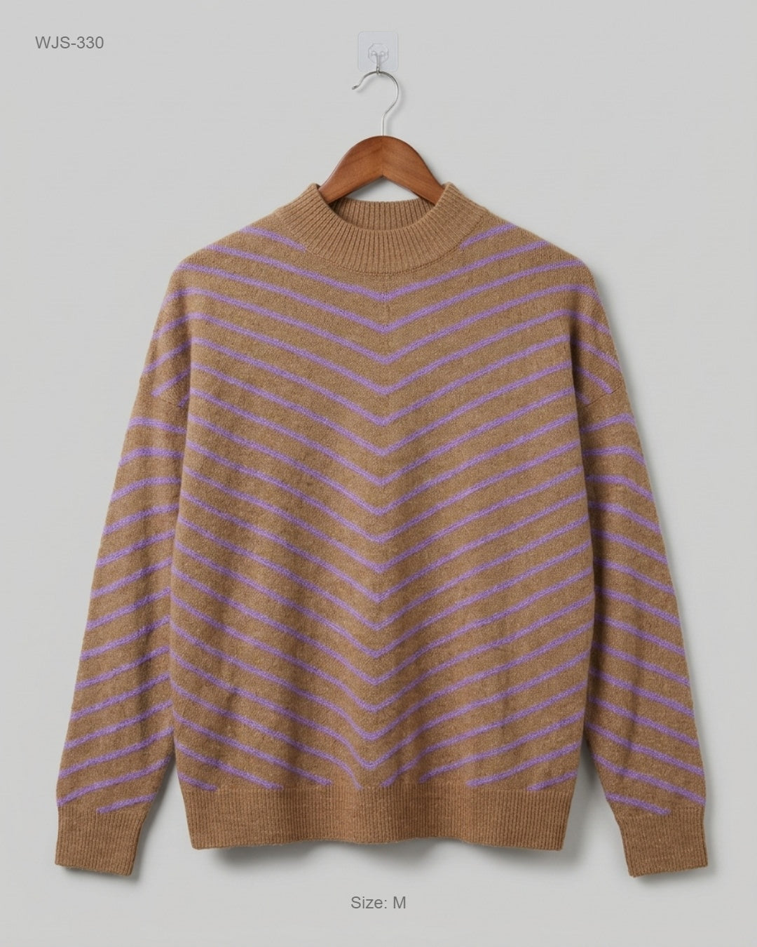 Ms Mode (WJS-330) Chevron Mock-Neck Sweater
