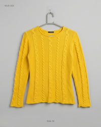 CUT LABEL (WJS-333) Cable-Knit Crewneck Sweater