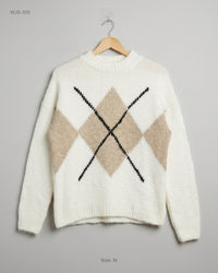 Mango (WJS-335) Argyle Crewneck Sweater