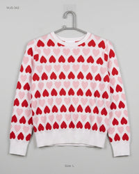 Naf Naf (WJS-342) Crewneck Heart-Print Sweater