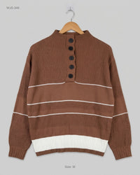 CUT LABEL (WJS-346) Button-Neck Knit Sweater