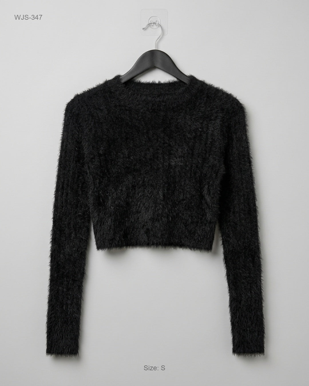 Cameo Rose Black Fuzzy Knit Crop Top buy preloved clothing online Pakistan