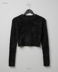 Cameo Rose (WJS-347) Fuzzy Knit Crop Top