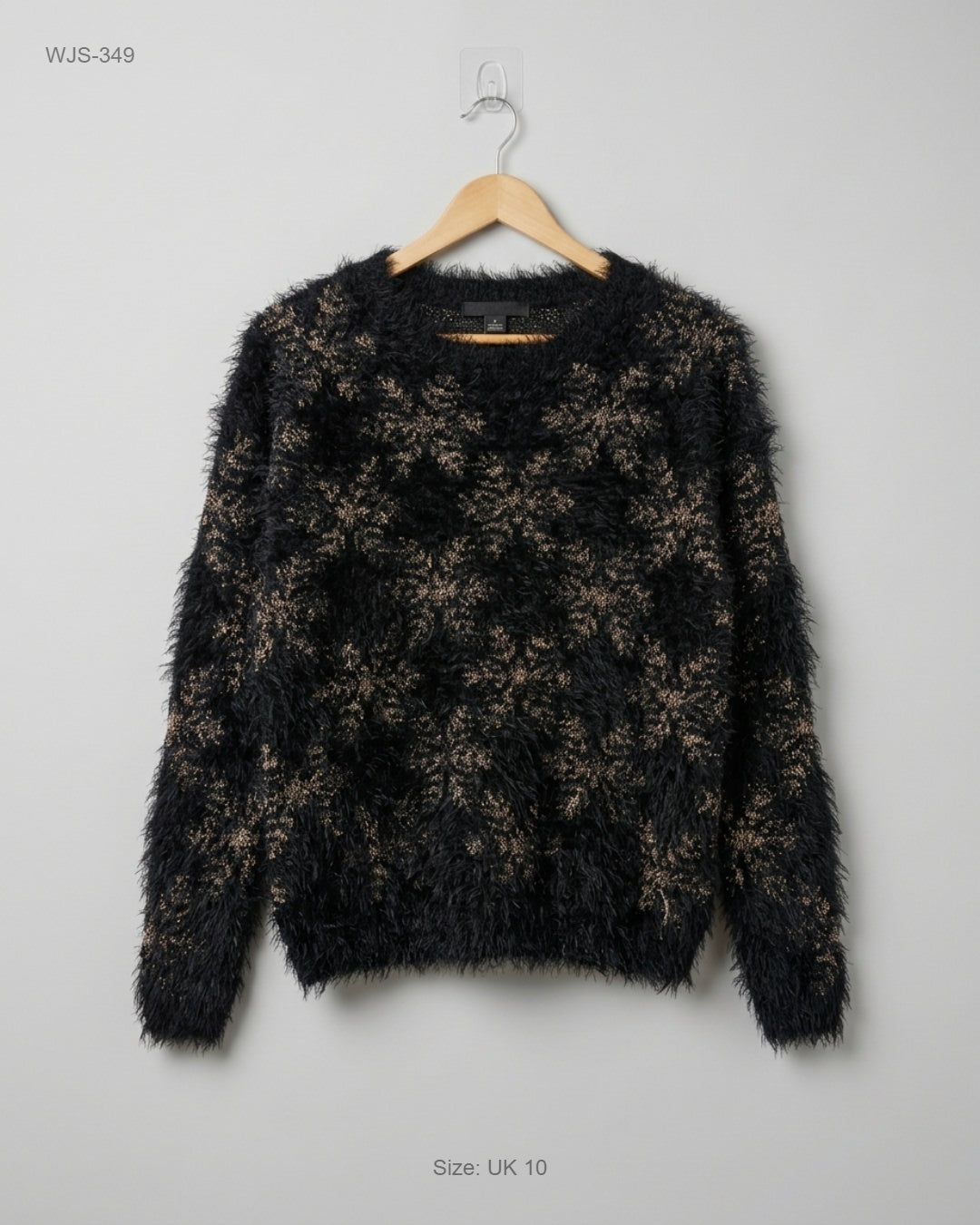 Atmosphere Black Fuzzy Snowflake Sweater buy preloved clothing online Pakistan