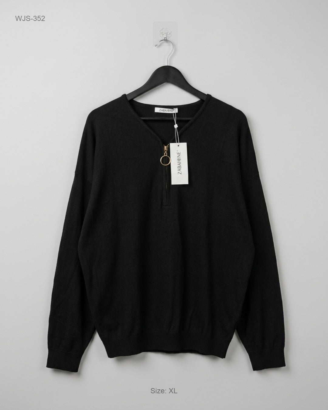 ZABAINE Black Quarter-Zip Knit Sweater buy preloved clothing online Pakistan