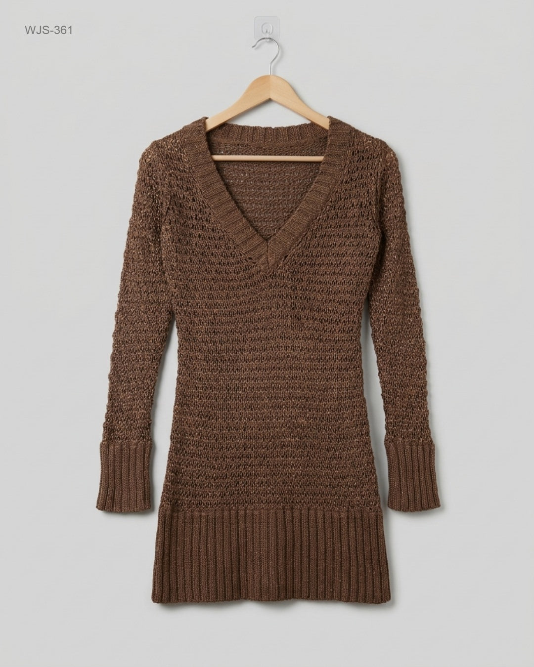 CUT LABEL Brown V-Neck Longline Sweater buy preloved clothing online Pakistan