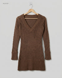 CUT LABEL (WJS-361) V-Neck Longline Sweater