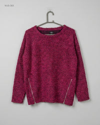 F&F (WJS-383) Textured Knit Side-Zip Sweater