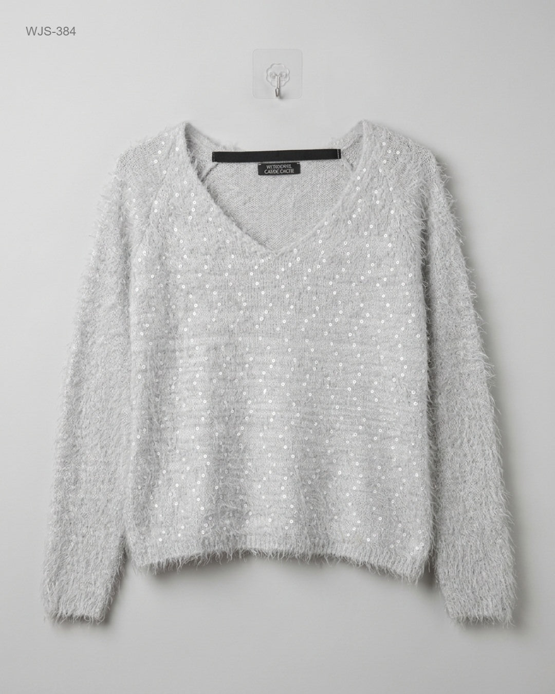 Cache (WJS-384) V-Neck Sequin Eyelash Jumper