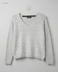 Cache (WJS-384) V-Neck Sequin Eyelash Jumper