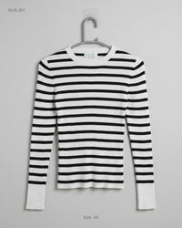 Primark (WJS-391) Ribbed Striped Long-Sleeve Top