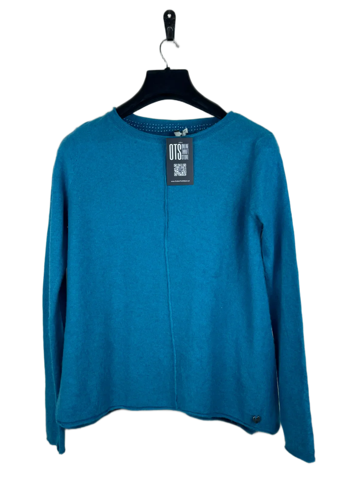 UK Imported secondhand Winter Knitted Tops - White stuff brand, Cyan Viscose, Premium condition, for Women - Online Thrift Store Peshawar Pakistan