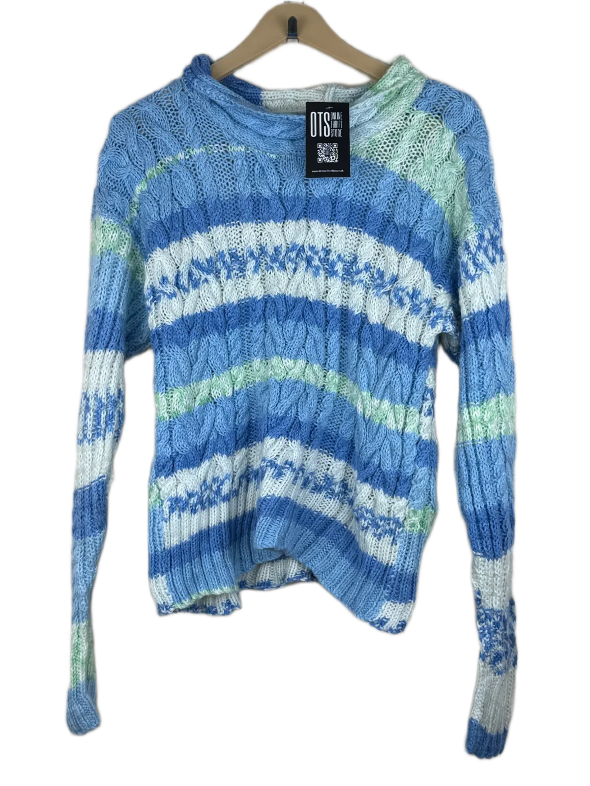 Sky Blue Winter Knitted Top by Unknown (WKT-134)