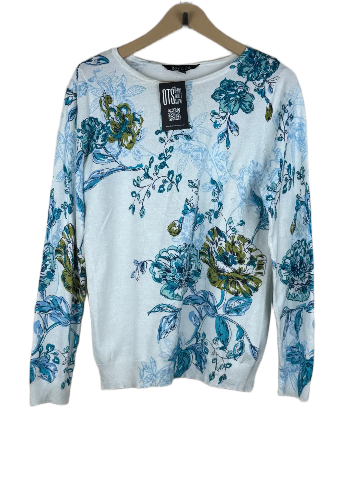 Preloved Premium Winter Knitted Tops by Bonmarché, White Viscose for Women - OTS Thrift Shop Peshawar Pakistan