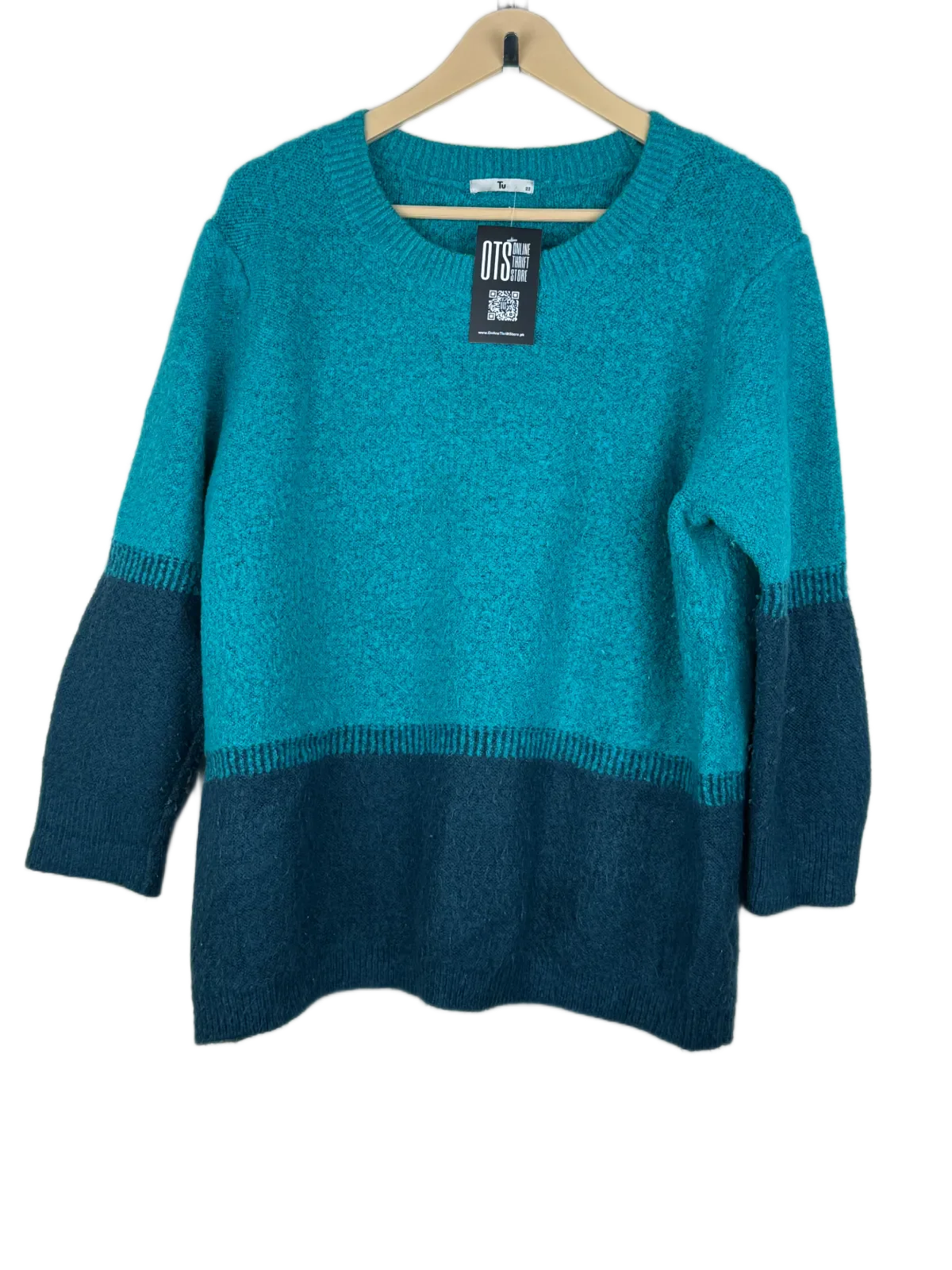 Winter Knitted Tops | TU | Preloved Branded | Turquoise Acrylic | Premium | OTS Thrift Store Lahore Pakistan