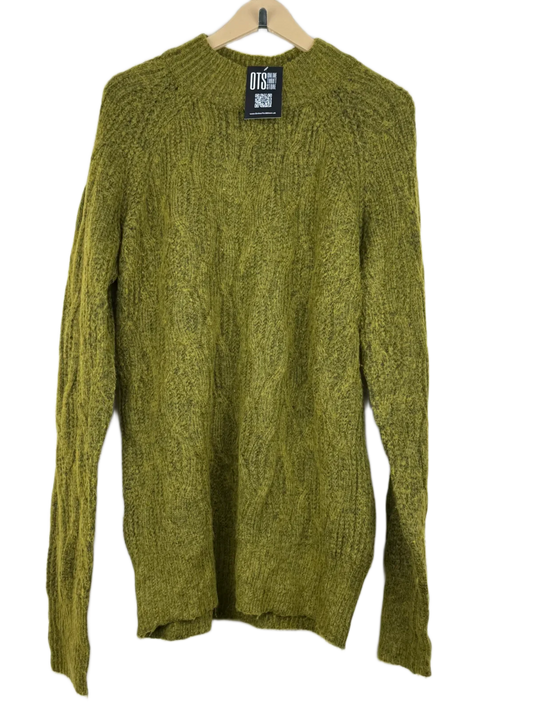 Winter Knitted Tops | Papaya | Preloved Branded | Olive Polyester | Premium | OTS Thrift Store Karachi Pakistan