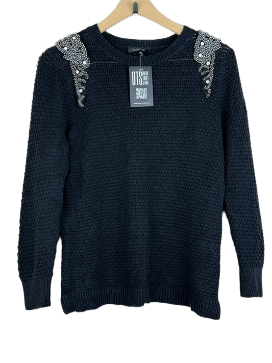 Secondhand Branded Winter Knitted Tops by Topshop, Black Cotton fabric, Excellent condition, for Women - Online Thrift Shop Karachi Pakistan