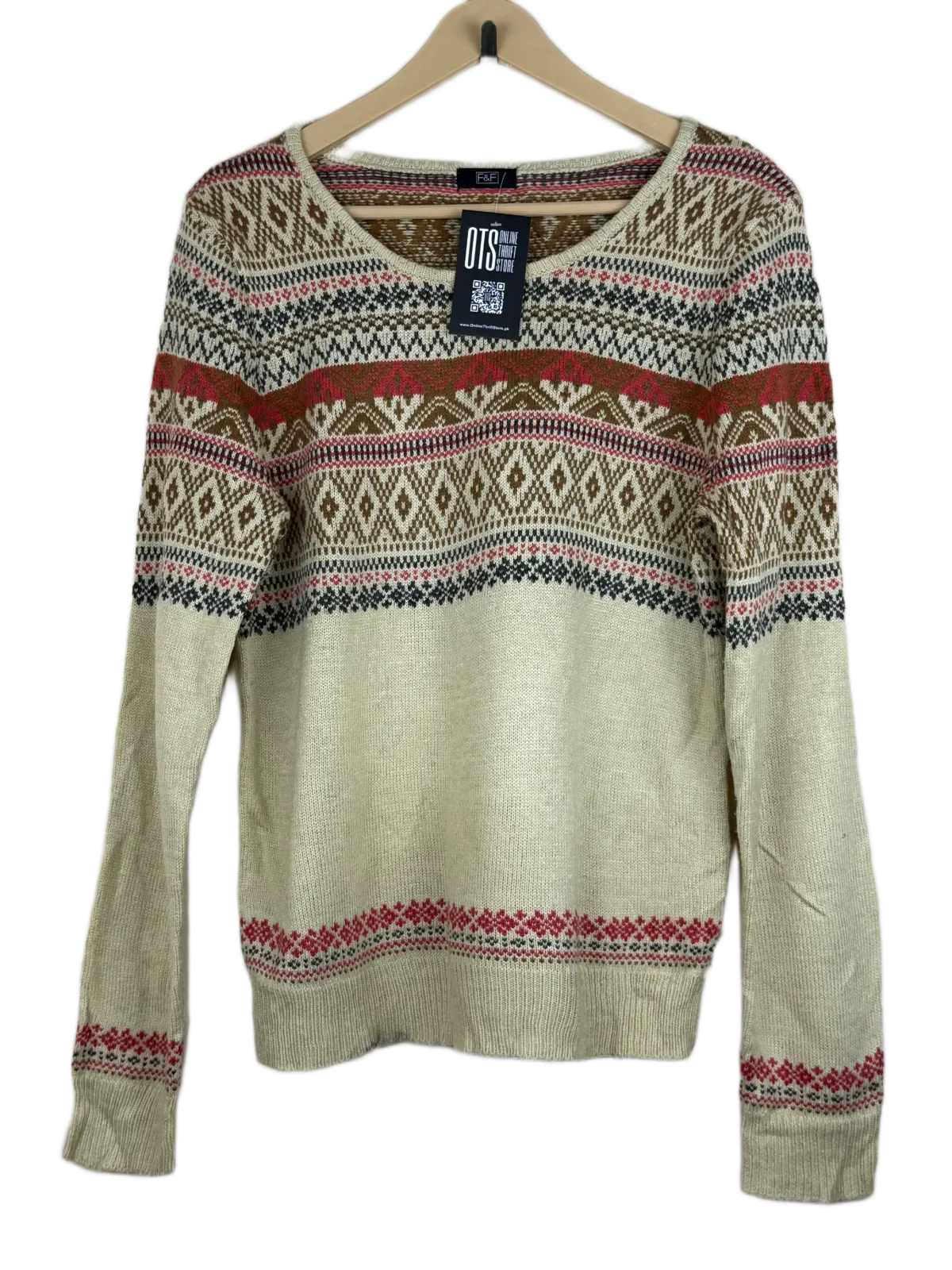 UK Imported secondhand Winter Knitted Tops - F&F brand, Beige Acrylic, Premium condition, for Women - Online Thrift Store Islamabad Pakistan