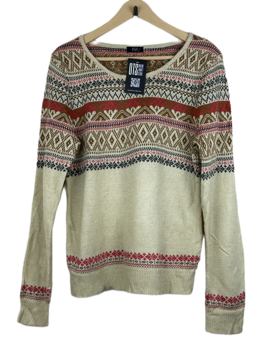 UK Imported secondhand Winter Knitted Tops - F&F brand, Beige Acrylic, Premium condition, for Women - Online Thrift Store Islamabad Pakistan