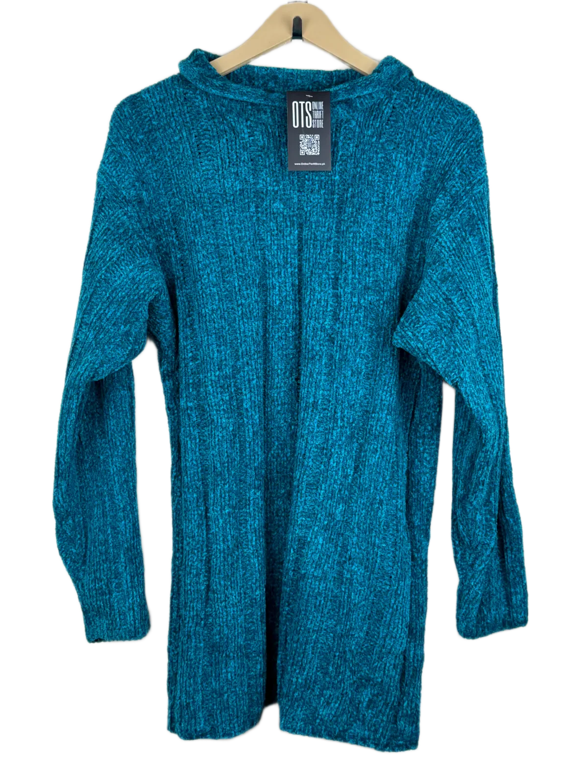 Good Condition Winter Knitted Tops | Preloved Bonmarché | Teal Acrylic | Thrift Shop for Women Peshawar Pakistan | OTS