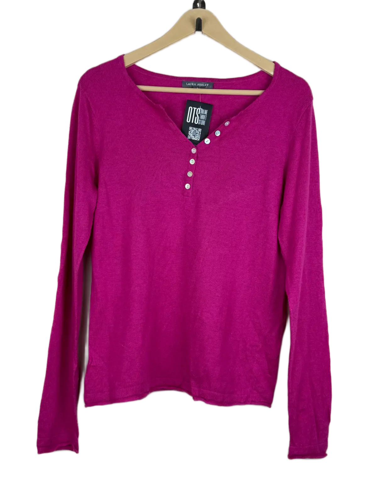 Preloved Good Winter Knitted Tops by Laura Ashley, Maroon Viscose for Women - OTS Thrift Shop Karachi Pakistan