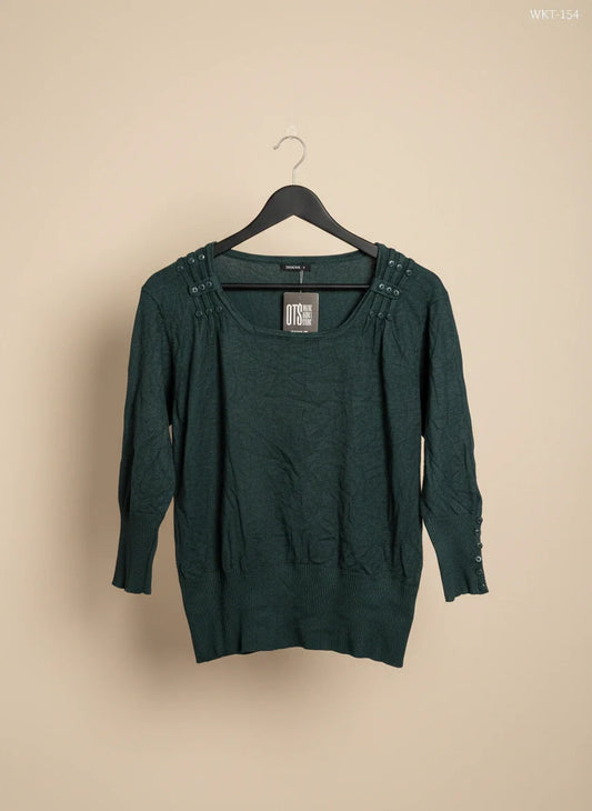 UK Imported secondhand Winter Knitted Tops - Roman brand, Teal viscose, Premium condition, for Women - Online Thrift Store Karachi Pakistan