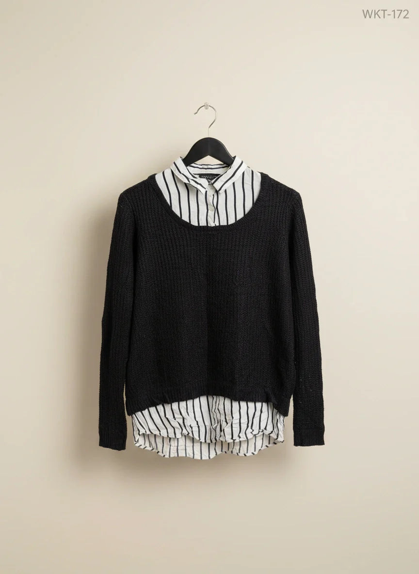 Excellent Condition Winter Knitted Tops | Preloved Dorothy Perkins | DarkBlue viscose | Thrift Shop for Women Peshawar Pakistan | OTS