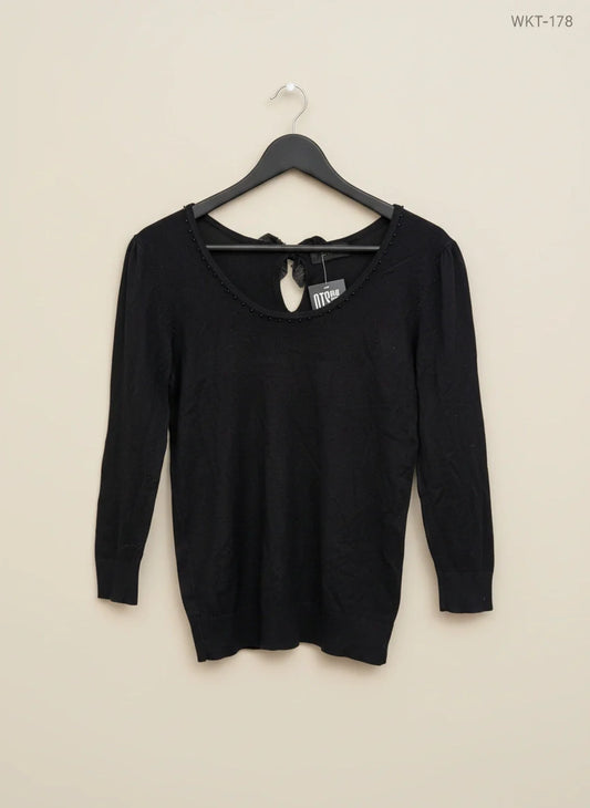 Shop Premium Winter Knitted Tops by savida | Preloved Branded Clothes | Black viscose | Women | OTS Thrift Store Peshawar Pakistan