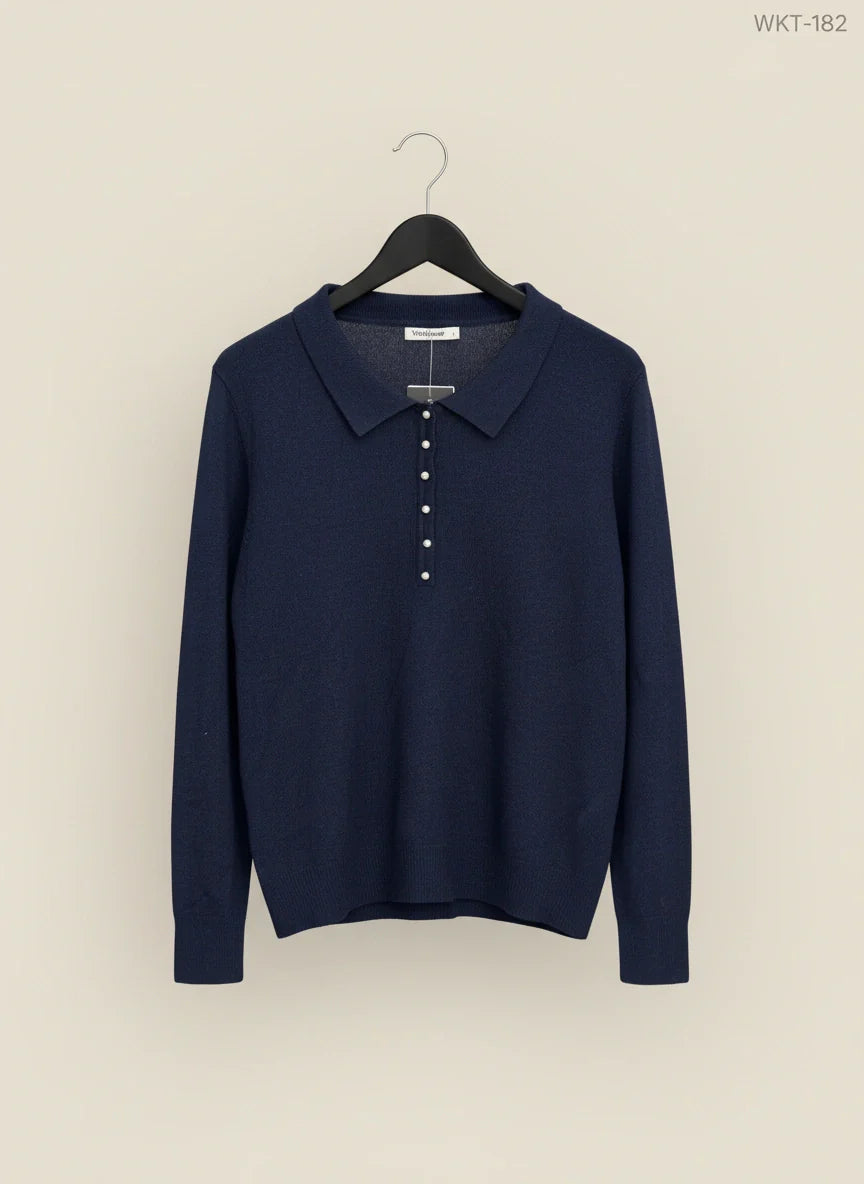 Dark Blue Winter Knitted Tops by Woolovers (WKT-282)