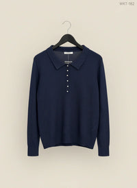 Dark Blue Winter Knitted Tops by Woolovers (WKT-282)