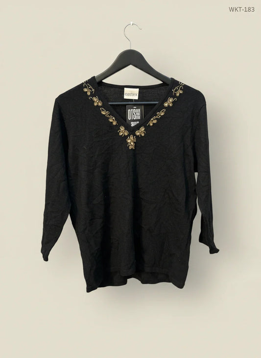 Winter Knitted Tops | eastex | Preloved Branded | Black lambswool | Premium | OTS Thrift Store Peshawar Pakistan