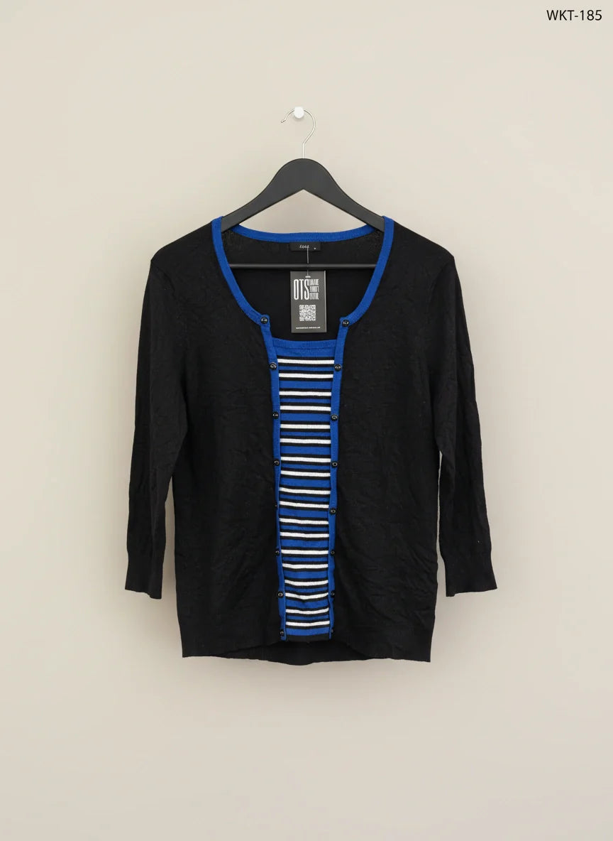 UK Imported secondhand Winter Knitted Tops - M&Co brand, black & blue viscose, Premium condition, for Women - Online Thrift Store Islamabad Pakistan