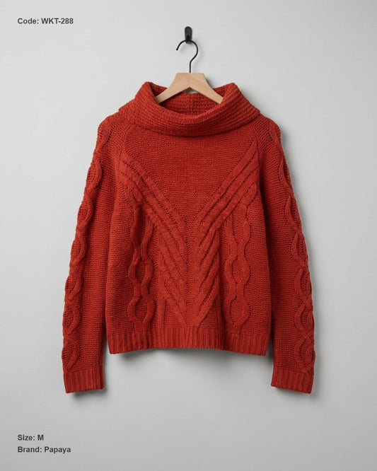 UK Imported secondhand Winter Knitted Tops - Papaya brand, Maroon ACRYLIC, Premium condition, for Women - Online Thrift Store Islamabad Pakistan