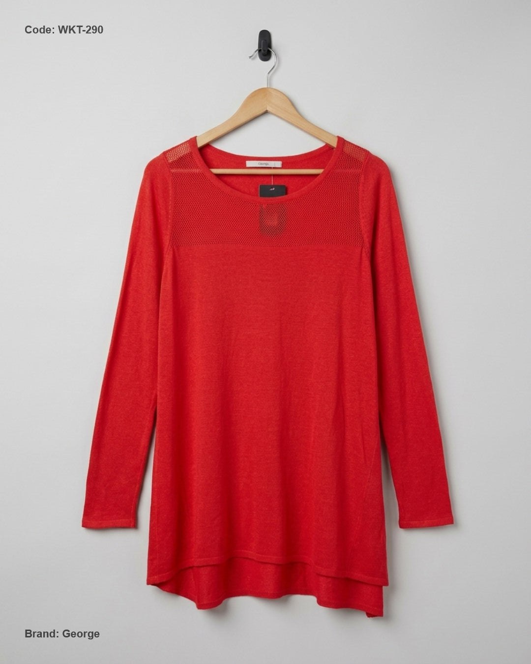 Secondhand Branded Winter Knitted Tops by George, Red polyester fabric, Premium condition, for Women - Online Thrift Shop Karachi Pakistan