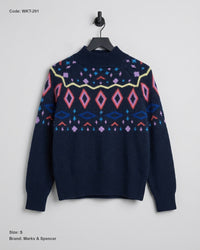 Marks & Spencer (WKT-291) Mock Neck Fair Isle Sweater
