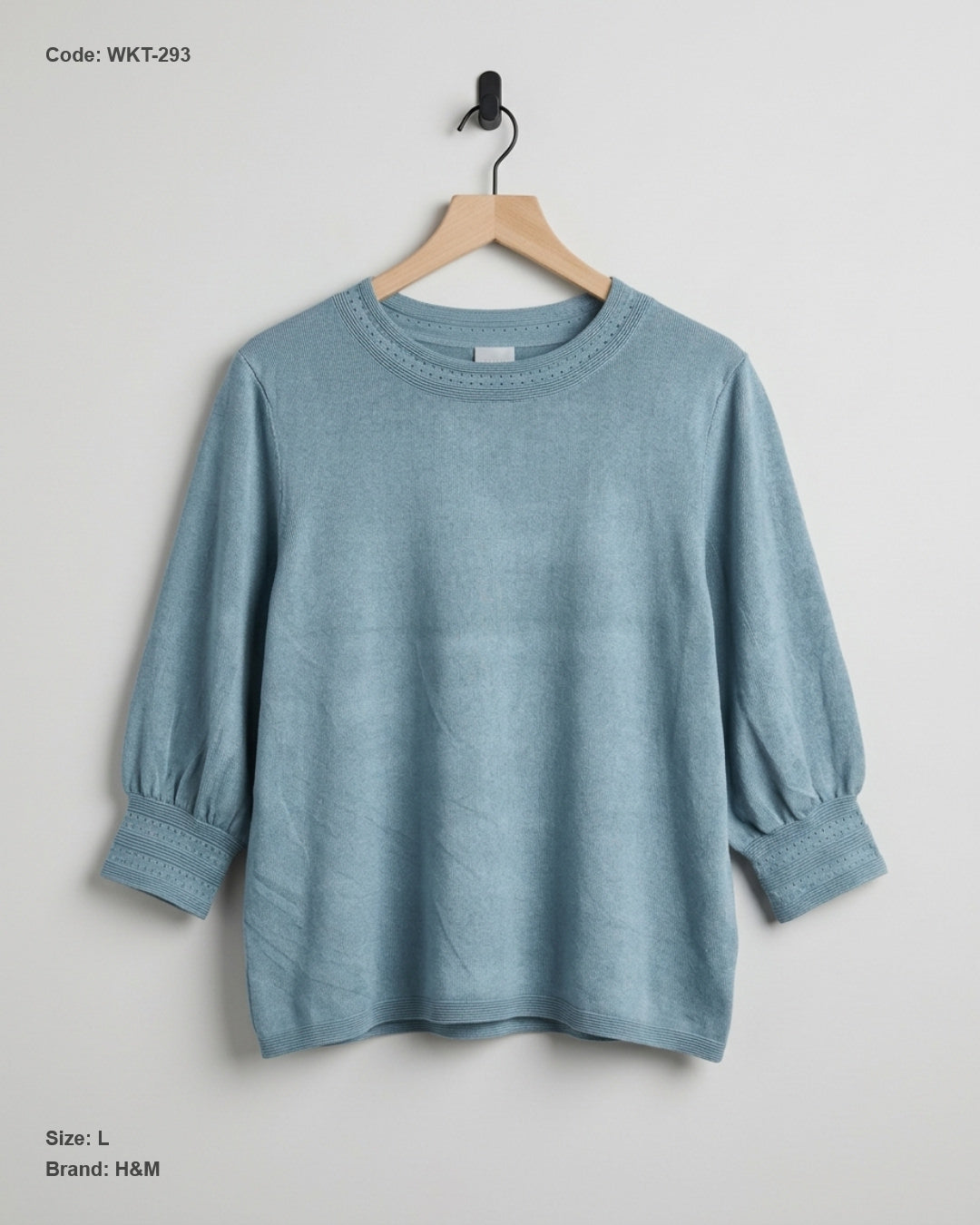 H&M (WKT-293) Fine-Knit Puff-Sleeve Top