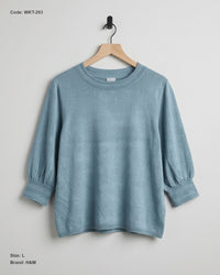 H&M (WKT-293) Fine-Knit Puff-Sleeve Top